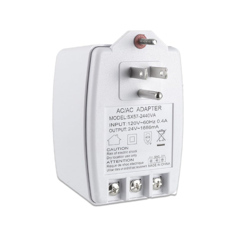 JAMHER 24 Volt Doorbell Transformer 24VAC 40VA 1666mA Plug in Transformer with PTC Fuse Compatible with Nest Ecobee Sensi and Honeywell Thermostat and All Versions of Ring Doorbell - Image 1